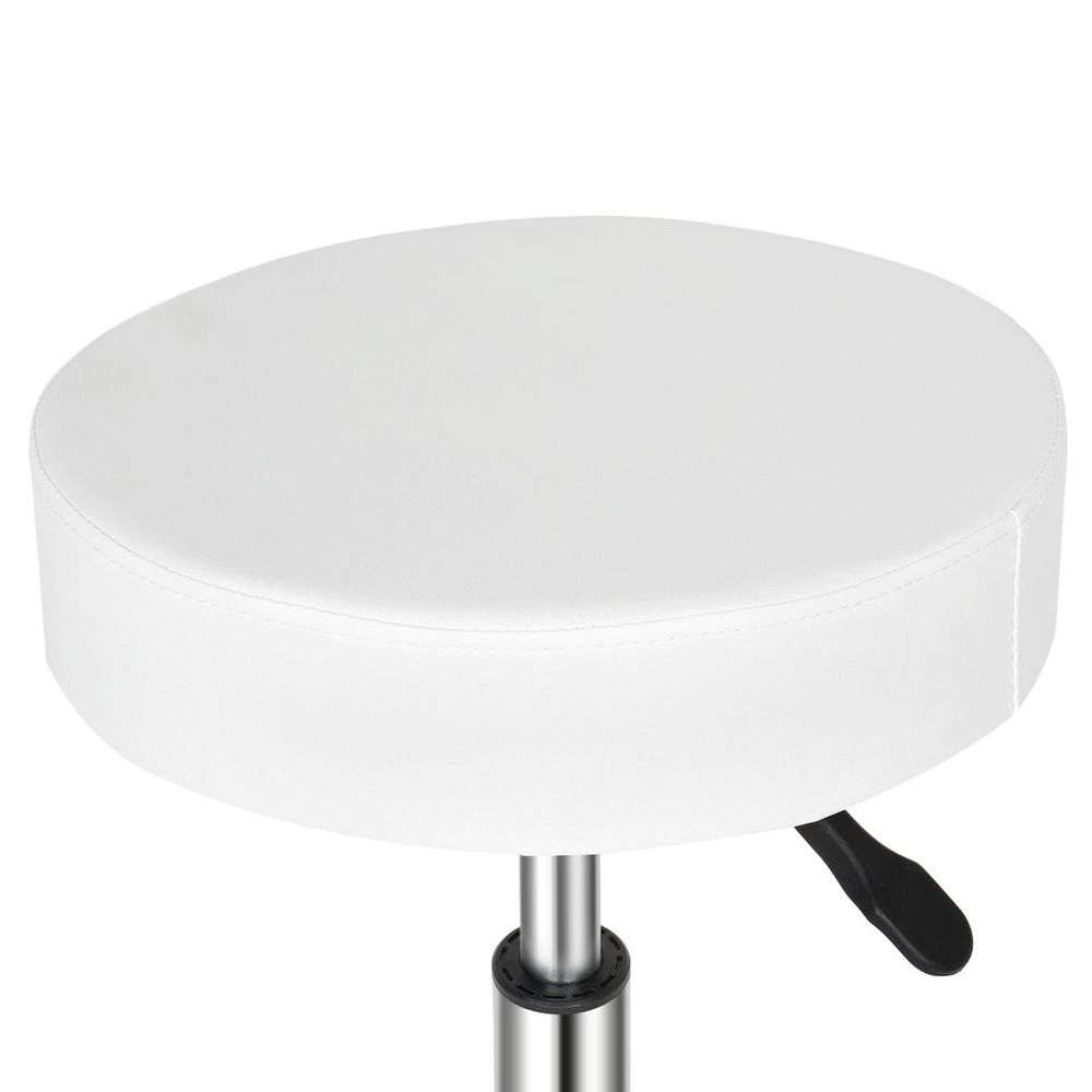 Round White Bar Stool with Ha Ha Feet Rotation, Modern and Fun