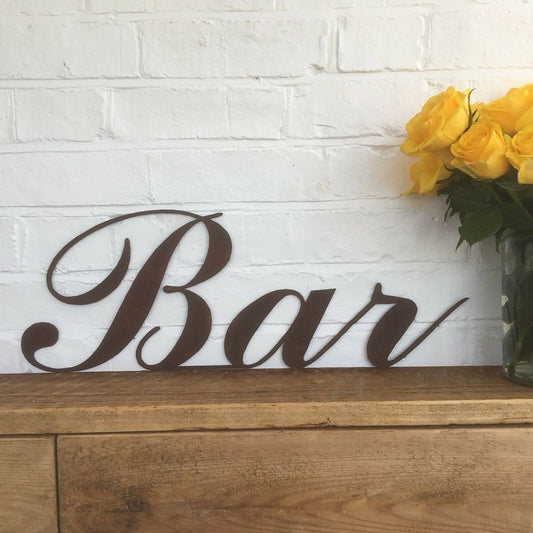 Rusted BAR Sign for any home or garden bar