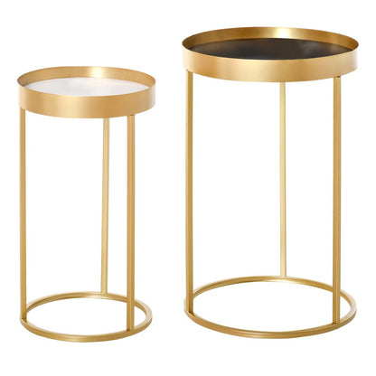 HOMCOM Nesting Coffee Tables Set of 2 Modern Gold End Tables Home Office