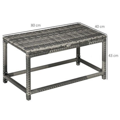 Outdoor Coffee Table with Plastic Board – Full Woven Table Top – Grey