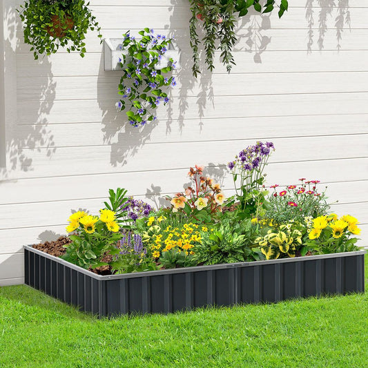 Metal Raised Garden Bed Steel Planter Box with a Pair of Gloves, 258x90cm