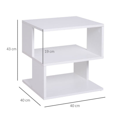 Modern Square 2 Tier Wood Coffee Side Table Storage Shelf Rack White