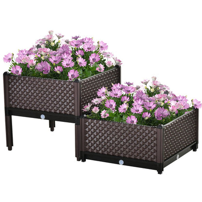 2-Piece Raised Garden Bed Planter Boxes for Flowers, Vegetables & Herbs