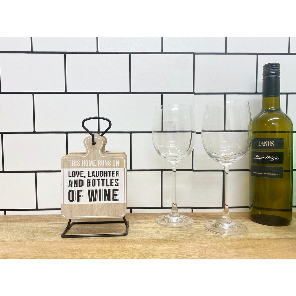 Set of 6 Wine Slogan Coasters with Metal Stand, Fun and Practical