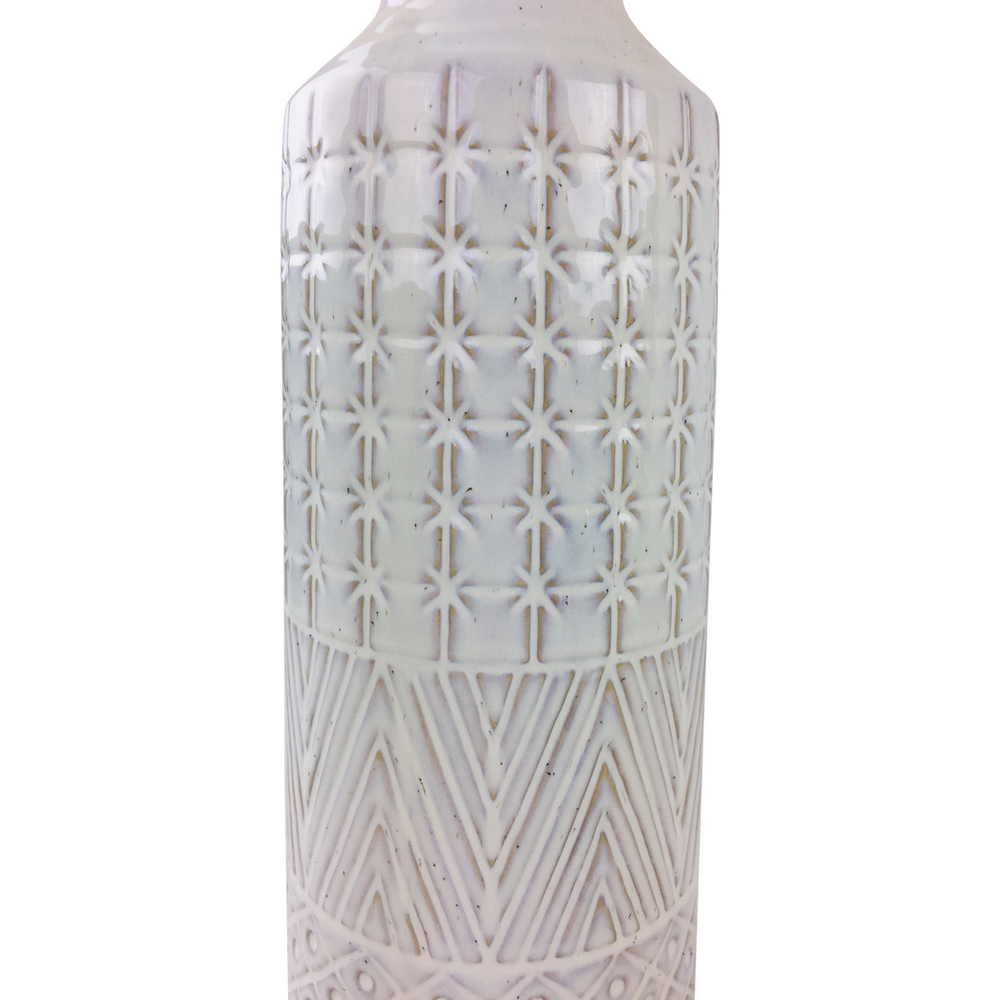 White Star Textured Stoneware Vase, 44cm, Elegant Home Décor