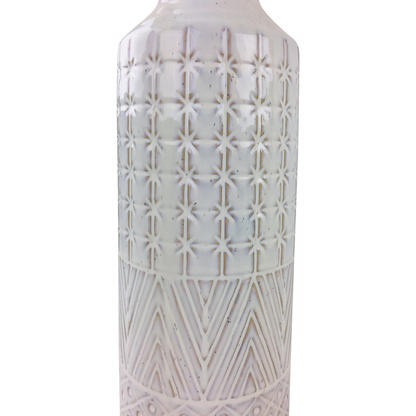 White Star Textured Stoneware Vase, 44cm, Elegant Home Décor