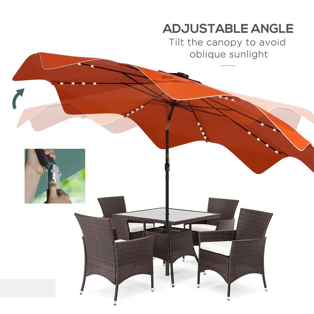 Garden Parasol Umbrella with LED Lights and Tilt Function for Tables