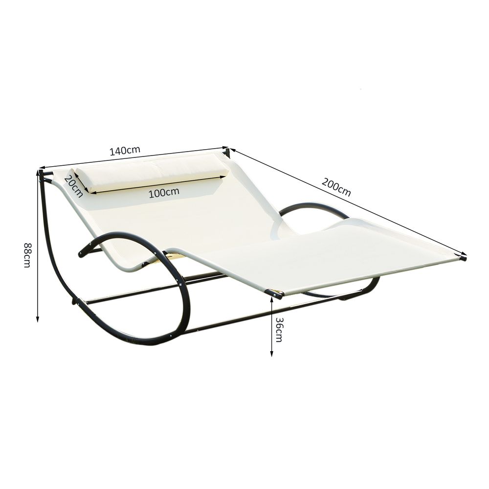 Texteline Double Lounger W/Pillow-Beige