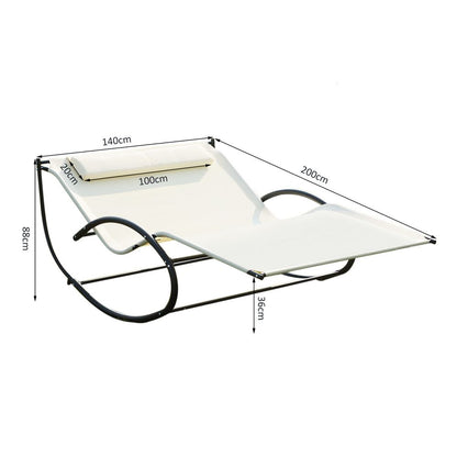 Texteline Double Lounger W/Pillow-Beige