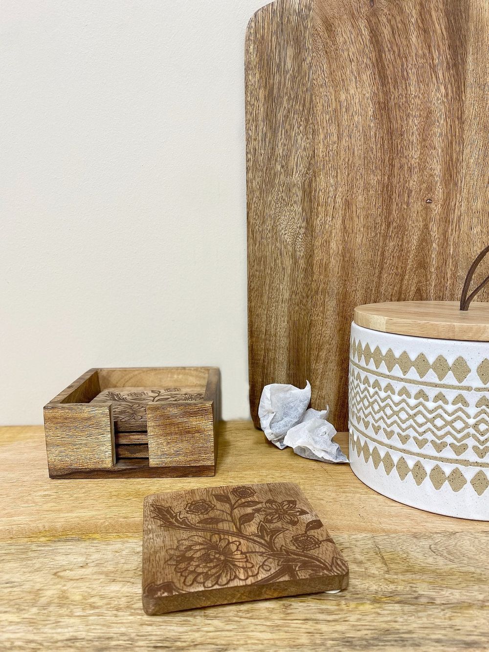 Four Sussex Range Wooden Coasters, Elegant and Functional