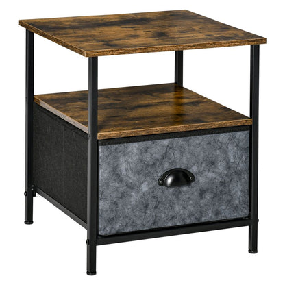 HOMCOM Side Table Vintage Nightstand Coffee Table w/ Drawer for Living Room