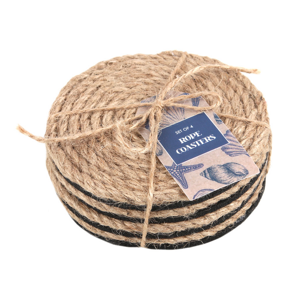 Coastal Charm Rope Coaster Set, Beachy and Decorative