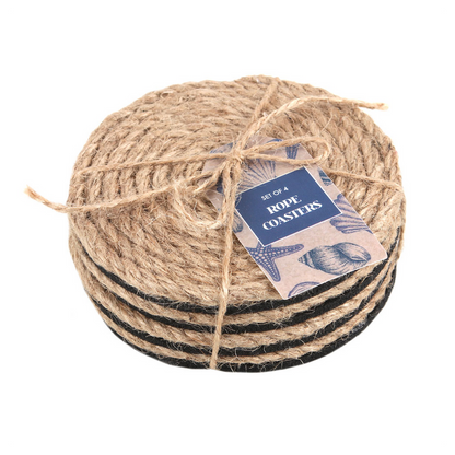 Coastal Charm Rope Coaster Set, Beachy and Decorative