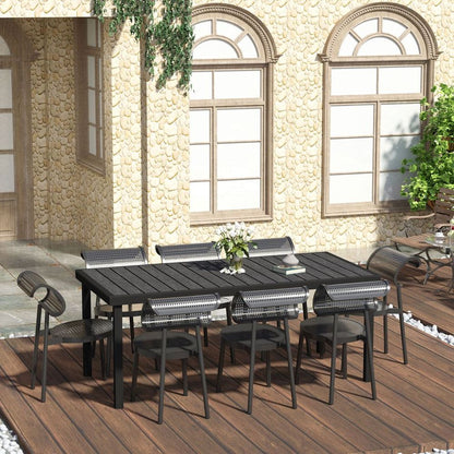 Black Garden Dining Table for 8 with Aluminium Frame for Patio & Lawn