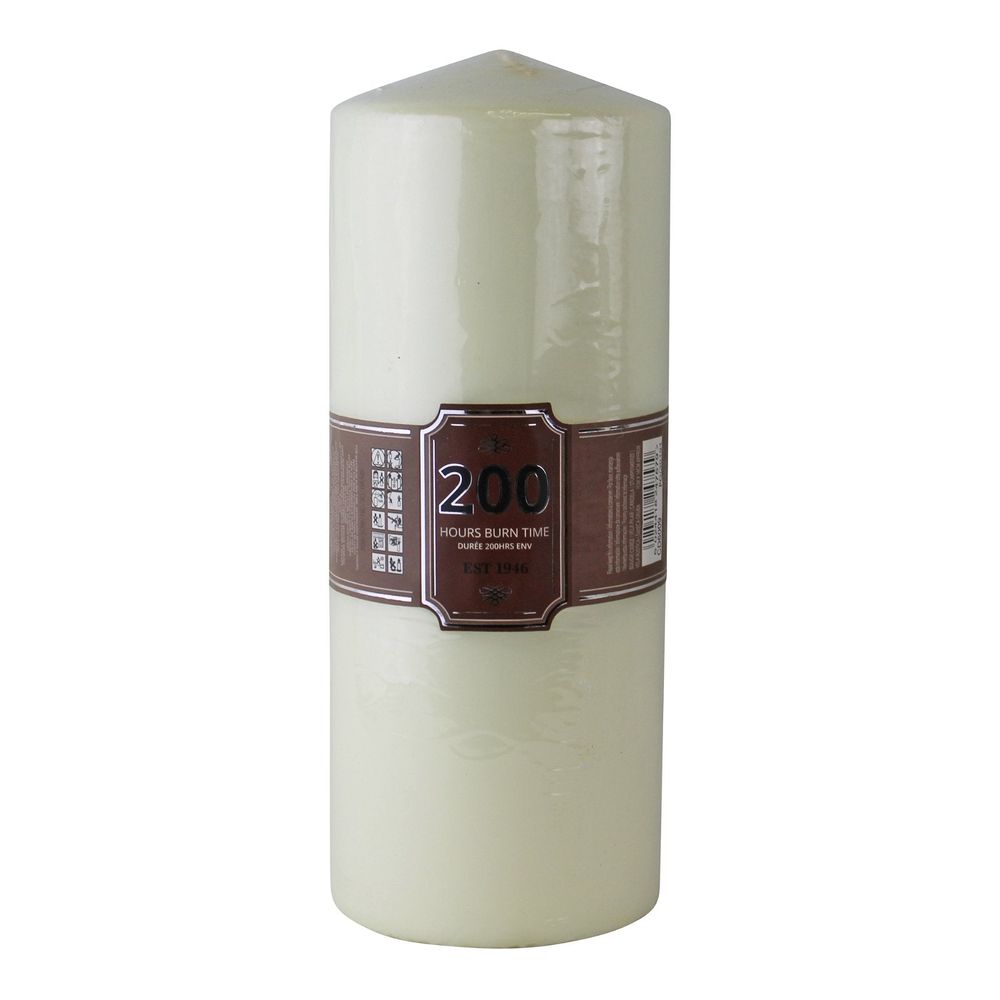 Cream Pillar Candle with 200hr Burn Time, Extended Burn and Chic