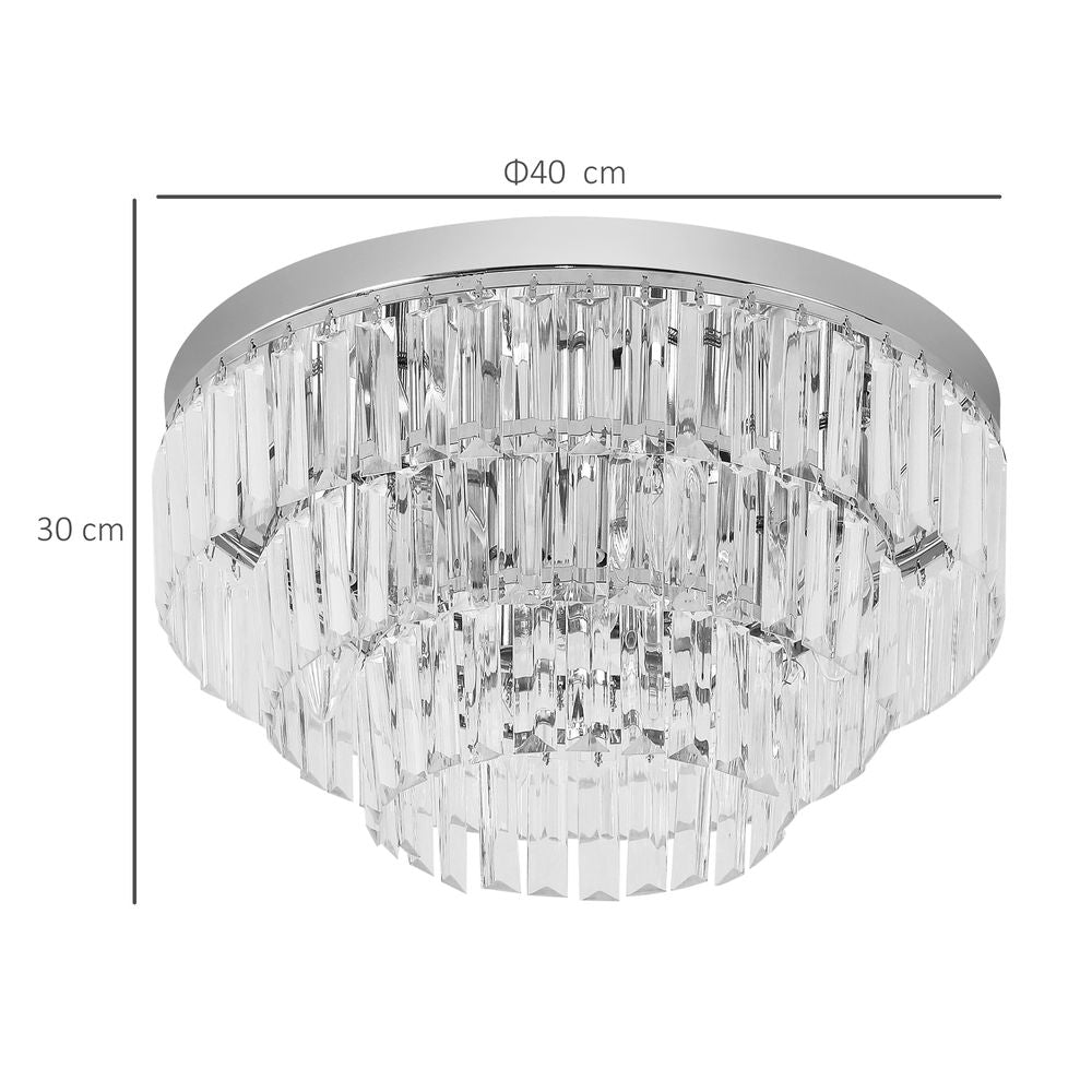 Round Crystal Ceiling Lamp with 7 Lights: Chandelier Mounted Fixture