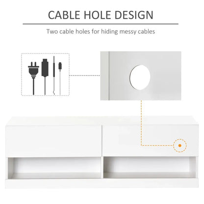 Wall Mount TV Stand - Entertainment Center with LED Lights, Storage & Cable Holes