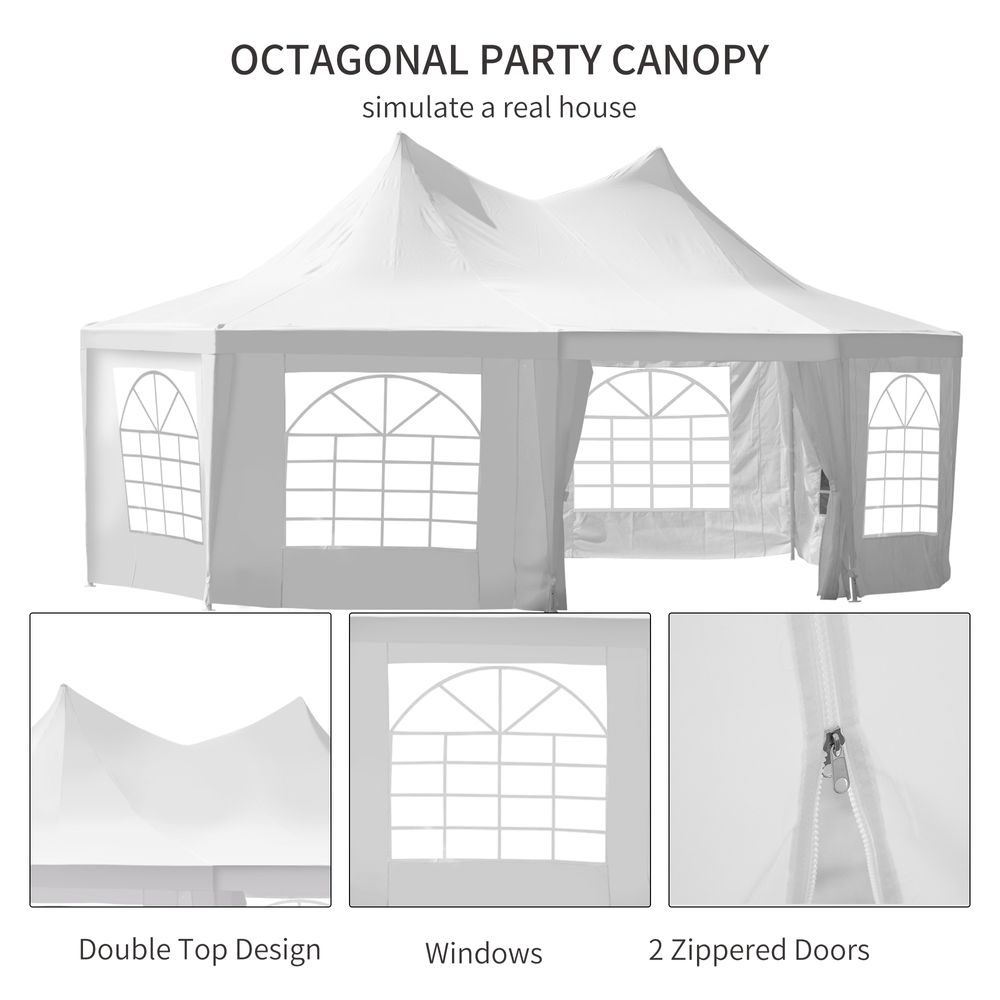 6.8m x 5m White Octagonal Party Tent / Wedding Marquee