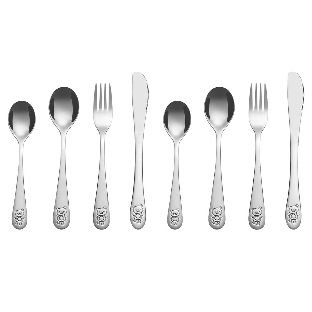 8-Piece Little Bear Cutlery Set – Stainless Steel Kids Safe Flatware Tableware