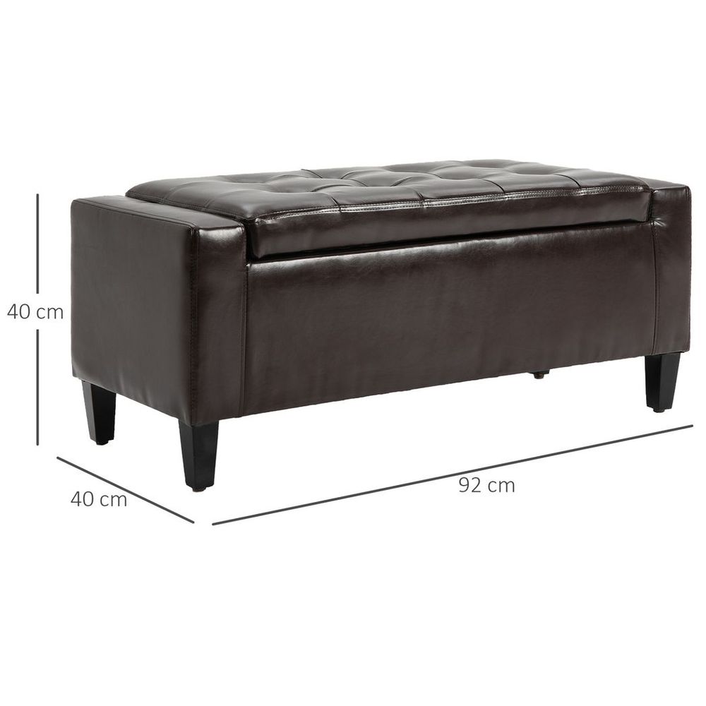 Deluxe PU Leather Storage Ottoman – Bench Footrest Stool with Large Storage