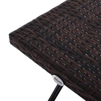 Folding Square Rattan Coffee Table for Bistro or Balcony, Steel Frame