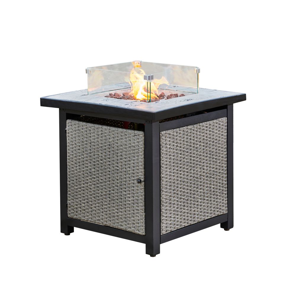 Rattan Propane Gas Fire Pit Table: Smokeless Outdoor Garden Feature