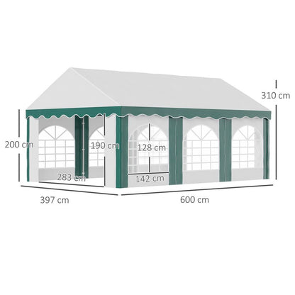 6 x 4m Marquee Gazebo, Party Tent with Double Doors for Wedding and Events