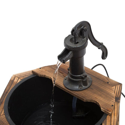 Rustic Fir Wooden Fountain Water Fountain w/ Pump, Carbonized Color