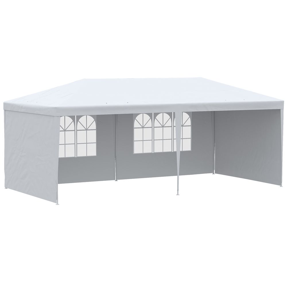 White 6x3m Garden Gazebo Marquee Canopy for Parties and Patio Events