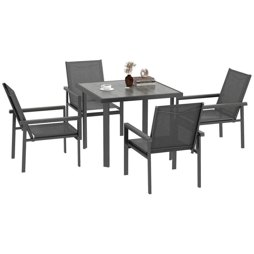 5-Piece Garden Dining Set with Outdoor Table and 4 Chairs, Grey