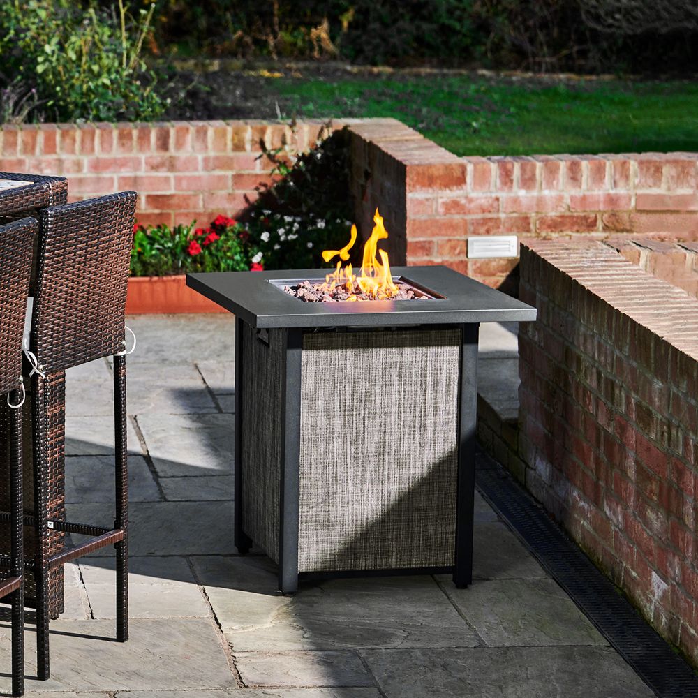 Garden Gas Fire Pit Table Heater with Lava Rocks & Cover