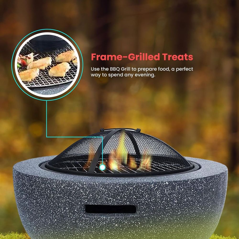 Deluxe Heat-Resistant Fire Pit in Magnesium Oxide with Handles