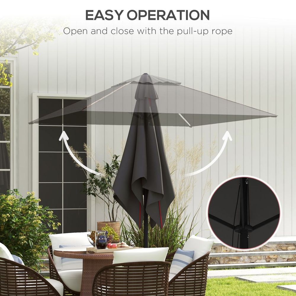 Grey Sun Parasol with Vent: Table Umbrella for Patio, Garden & Pool