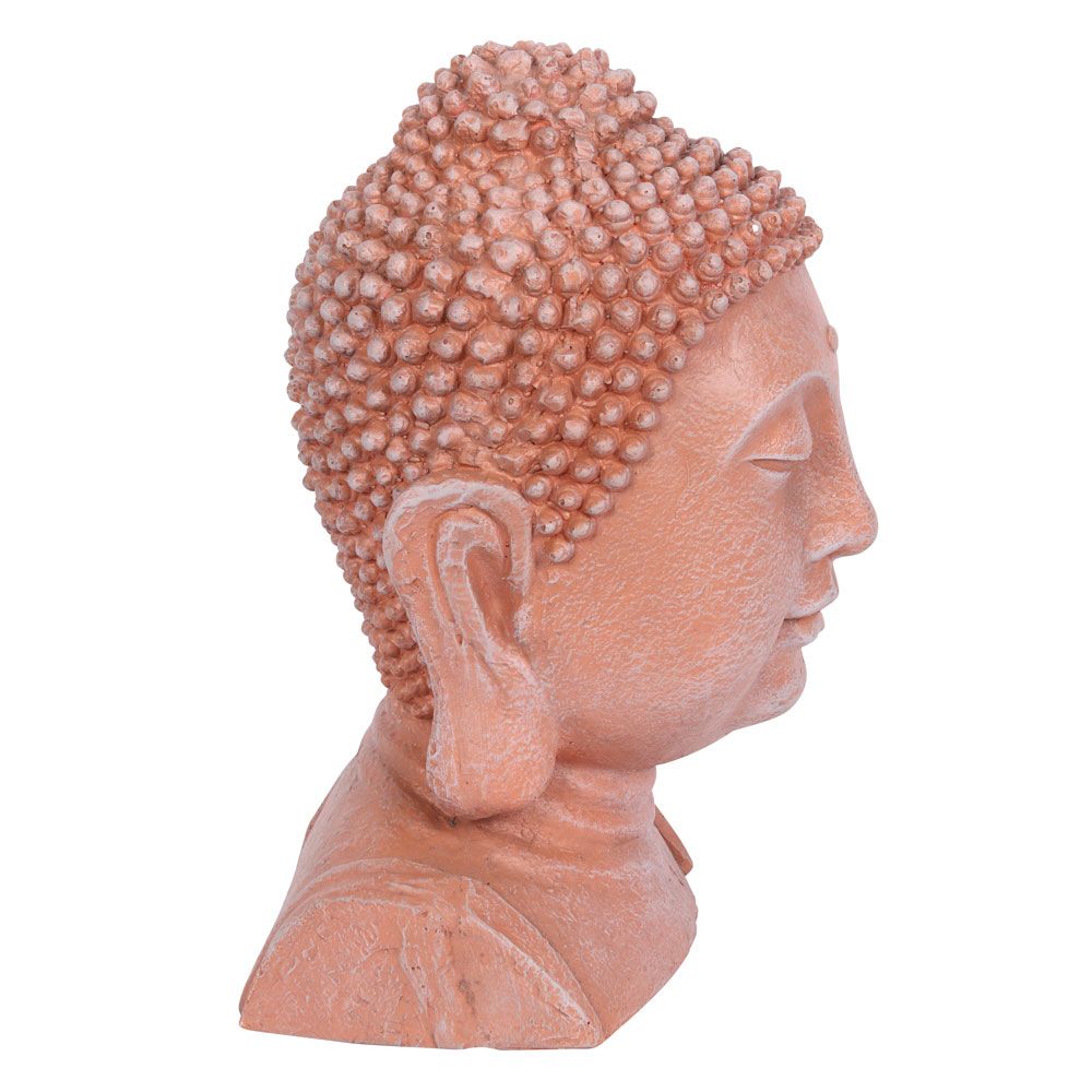 41cm Terracotta Effect Buddha Head Ornament, Zen Décor