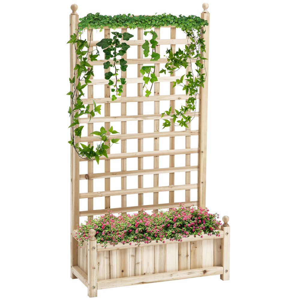 Raised Garden Bed with Trellis, Ideal for Indoor or Outdoor Planting, Natural