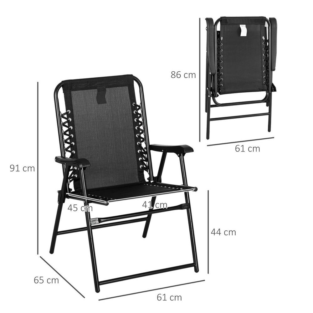 2Pcs Outdoor Patio Folding Chairs, Portable Garden Loungers Black