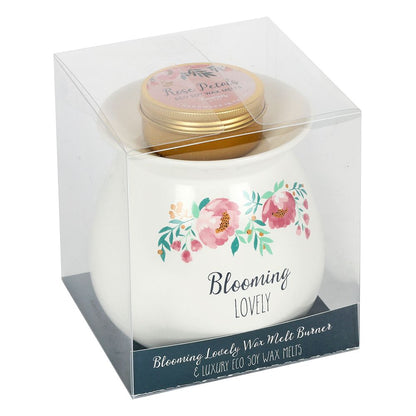 Large Blooming Lovely Wax Melt Burner Gift Set, Elegant Aromatherapy