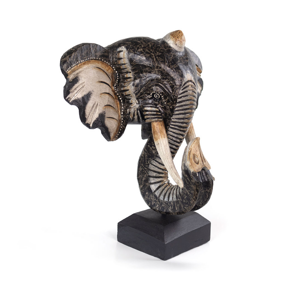 Albasia Wood Elephant Ornament, Elegant and Natural