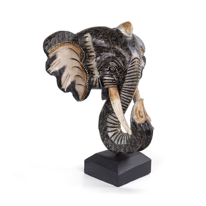 Albasia Wood Elephant Ornament, Elegant and Natural