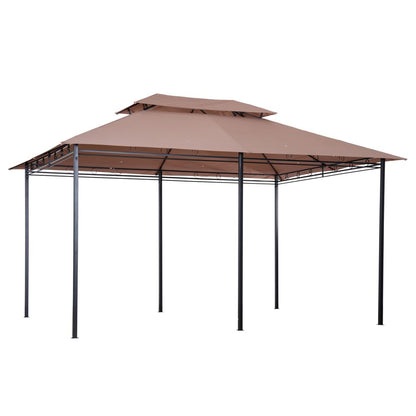 4m x 3m Khaki Pavilion Garden Gazebo with Steel Frame, Outdoor Shade