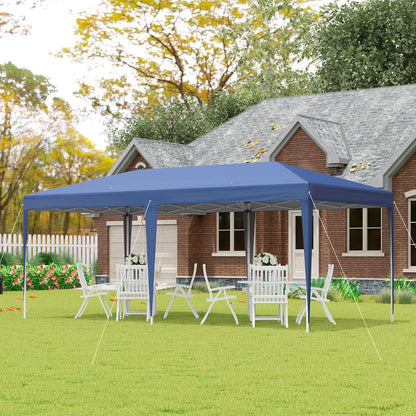 Pop-Up Gazebo with Double Roof and Canopy Tent, 6x3x3m, Blue, Heavy Duty