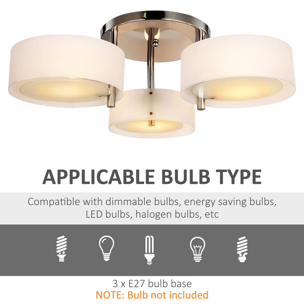 Indoor 3-Light Acrylic Pendant Chandelier with Flush Mount