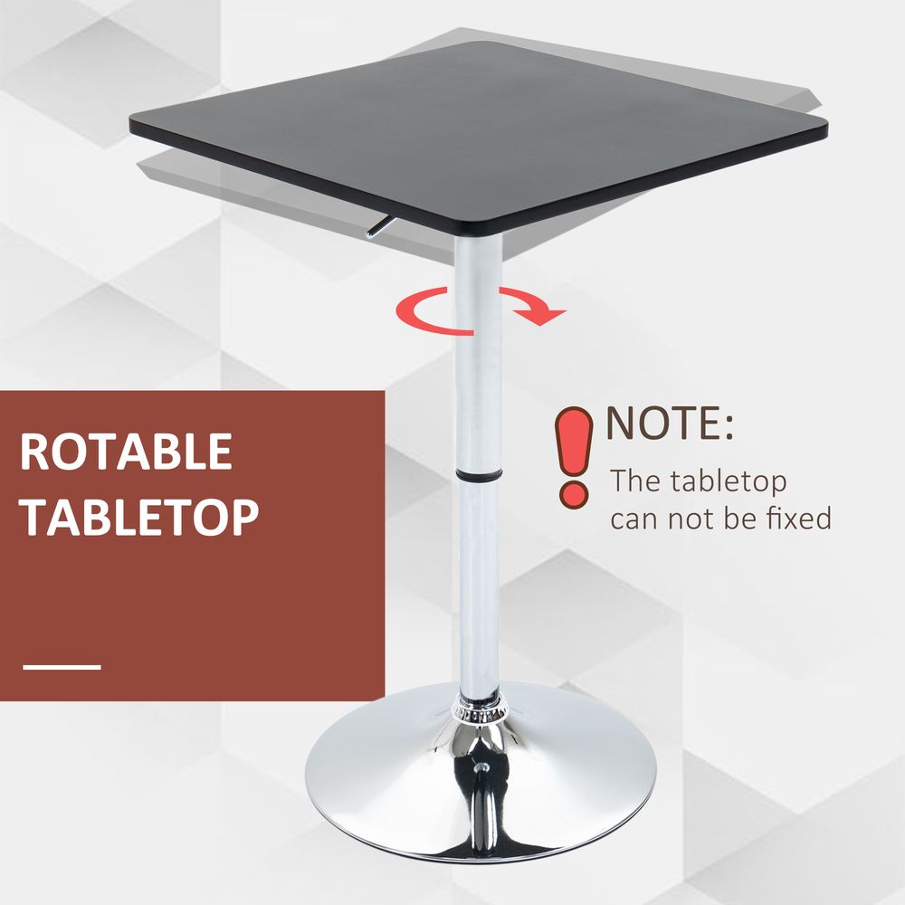 Modern Adjustable Counter Bar TableBlack and Silver Frame