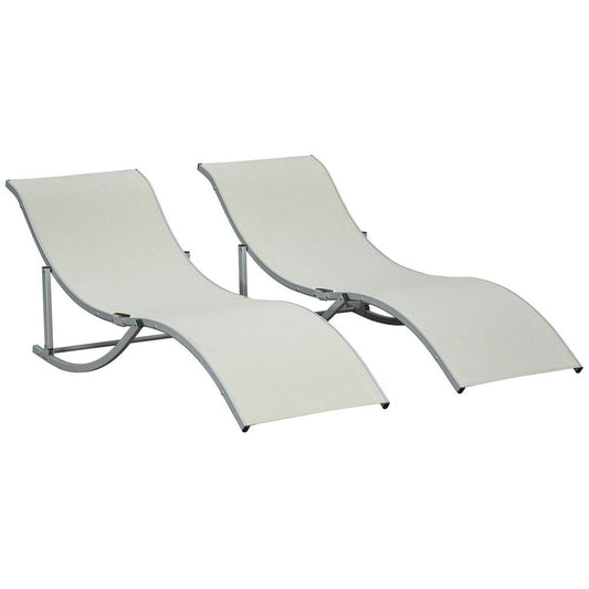 Set of 2 Zero Gravity Lounge Chair Recliners Sun Lounger Beige