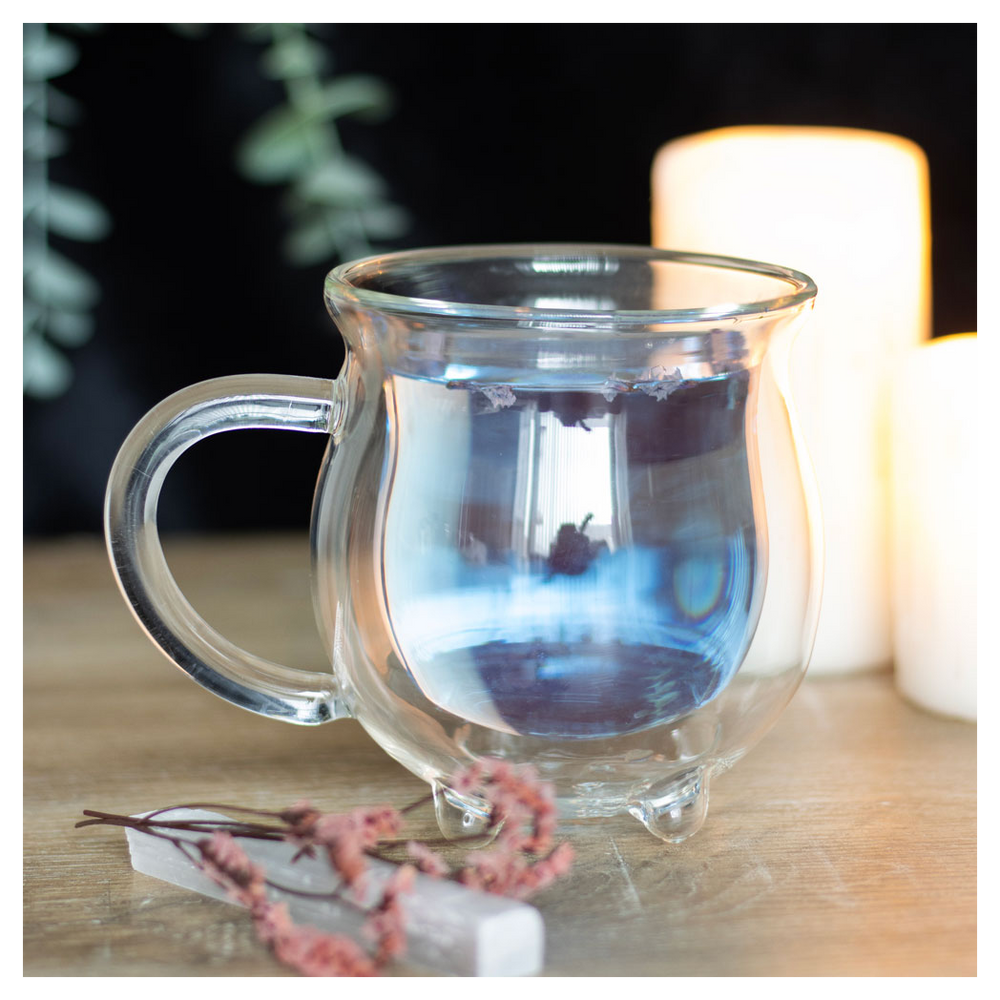 Clear Double-Walled Glass Cauldron Mug, Magical and Practical