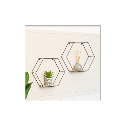 Set of 2 Hexagonal Wall Shelves, Modern and Chic Display