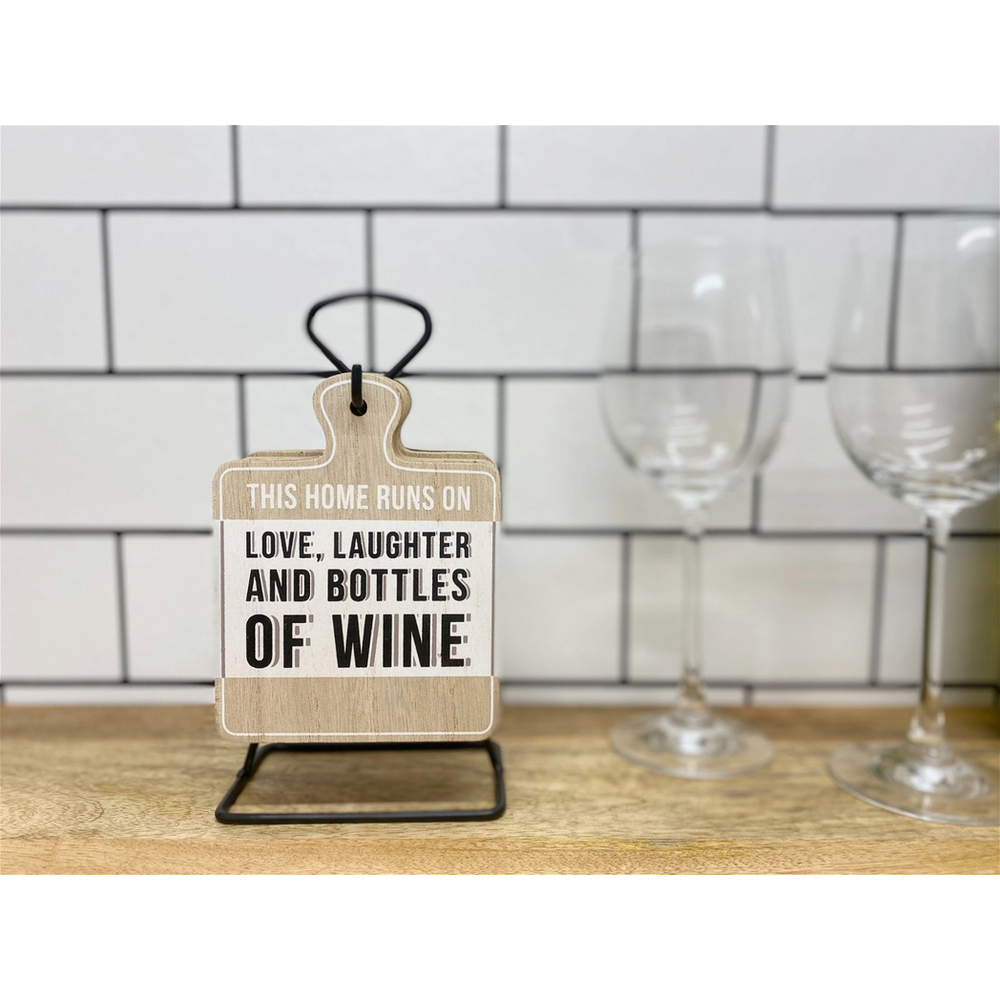 Set of 6 Wine Slogan Coasters with Metal Stand, Fun and Practical