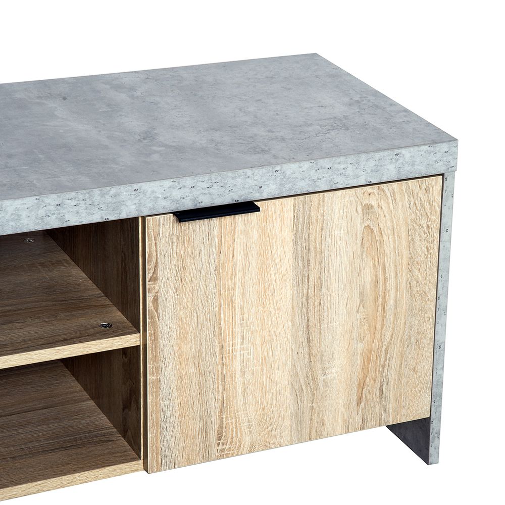 Wooden Grey TV Stand Cabinet with Media Storage Unit for Home