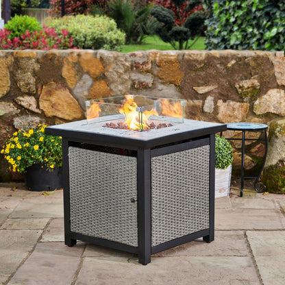 Rattan Propane Gas Fire Pit Table: Smokeless Outdoor Garden Feature