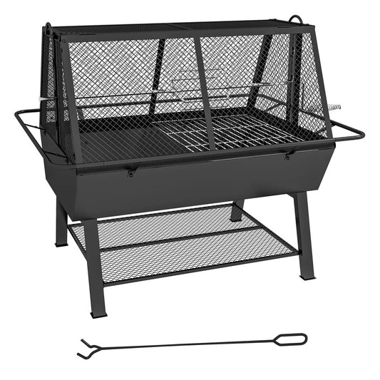 3-in-1 BBQ Rotisserie Grill – Roaster & Fire Pit for Outdoor Picnic and Camping